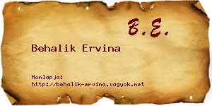 Behalik Ervina névjegykártya